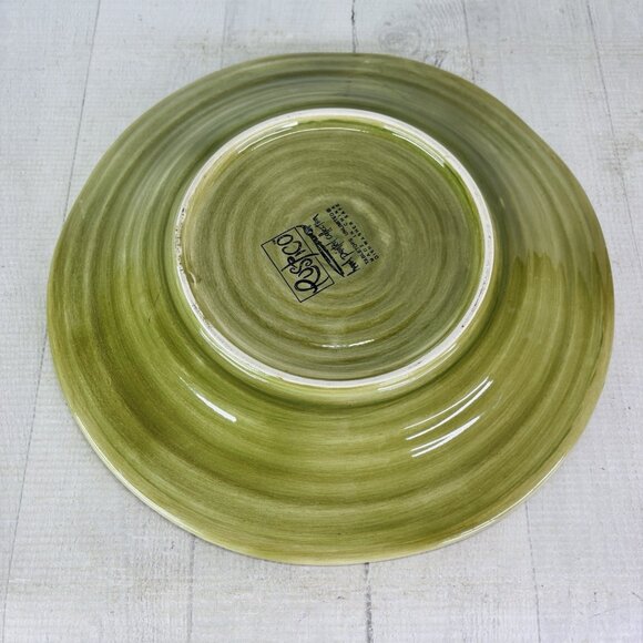 Tabletops RUSTICO OLIVE Green Hand Painted Swirl Stoneware Dinner Plates Set 2 - Picture 3 of 15